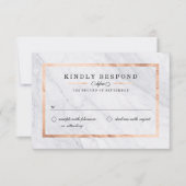 Elegant moderne marmer- en Roos Gold RSVP-kaarten RSVP Kaartje (Voorkant)