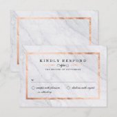 Elegant moderne marmer- en Roos Gold RSVP-kaarten RSVP Kaartje (Voorkant / Achterkant)