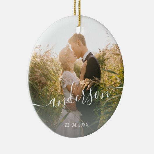 Elegant moderne, minimale aangepaste familiefoto keramisch ornament (Rechts)