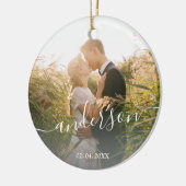 Elegant moderne, minimale aangepaste familiefoto keramisch ornament (Links)