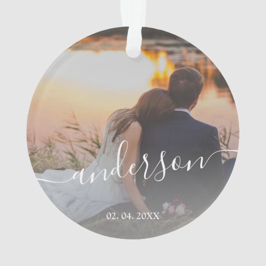 Elegant moderne, minimale aangepaste familiefoto ornament (achterkant)