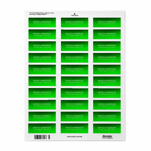 Elegant Moderne Minimale Groene Kleur Etiket (Full Sheet)