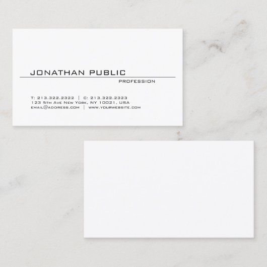 Elegant Moderne Minimale Professionele Schone Graf Visitekaartje (Voorkant / Achterkant)
