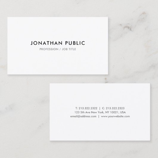 Elegant Moderne Minimale Professionele Sjabloon Visitekaartje (Voorkant / Achterkant)