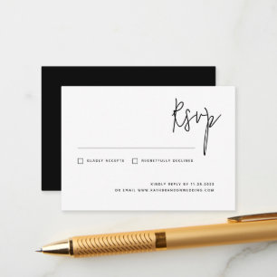 Elegant Moderne Minimale Script Calligraphy RSVP Informatiekaartje
