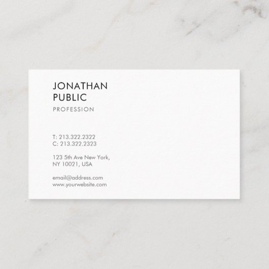 Elegant Moderne Minimale Sjabloon Professional Visitekaartje (Achterkant)