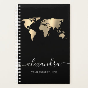 Elegant moderne minimale zwarte gouden wereldkaart planner