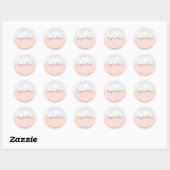 Elegant moderne, minimale zwarte roze en marmer-sc ronde sticker (Vel)