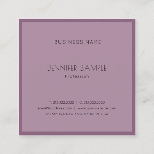 Elegant Moderne Minimalistische Luxe Sjabloon Top Vierkante Visitekaartje (Achterkant)