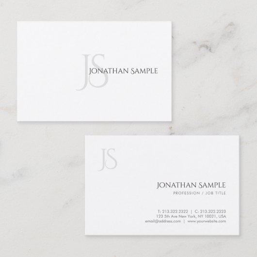 Elegant Moderne Minimalistische Monogrammen Sjablo Visitekaartje (Voorkant / Achterkant)