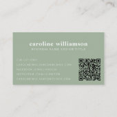 Elegant Moderne Minimalistische Sage Green QR Code Visitekaartje (Achterkant)
