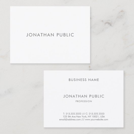 Elegant Moderne Minimalistische Trendy Simple Plai Visitekaartje (Voorkant / Achterkant)