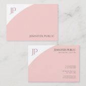 Elegant Moderne Monogram Sjabloon Blush Pink White Visitekaartje (Voorkant / Achterkant)