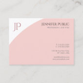 Elegant Moderne Monogram Sjabloon Blush Pink White Visitekaartje (Achterkant)