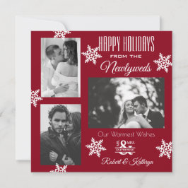 Elegant & Moderne Pas getrouwd Drie kerstfoto's Feestdagenkaart