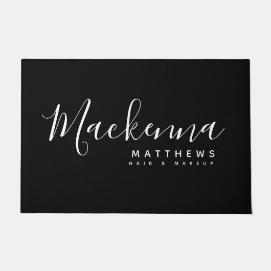 Elegant Moderne Persoonlijke Naam Black Haarstylis Deurmat (Voorkant)