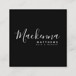 Elegant Moderne Persoonlijke Naam Black Haarstylis Vierkante Visitekaartje