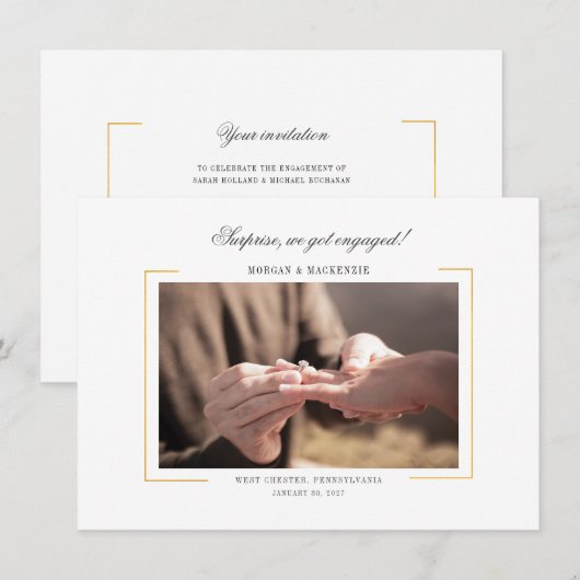 Elegant Moderne Photo Engagement Party Kaart (Voorkant / Achterkant)