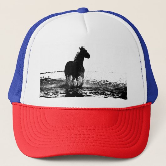 Elegant Moderne Pop Art Running Horse Sjabloon Trucker Pet (Voorkant)