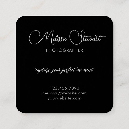 Elegant Moderne Professionele Fotografie van het M Vierkante Visitekaartje (Achterkant)