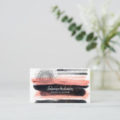 Elegant Moderne Roze en Zwarte Waterverf Abstract Visitekaartje (Staand voorkant)