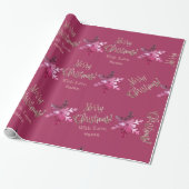 Elegant moderne roze rode sneeuwvlokken kerst cadeaupapier (Uitgerold)