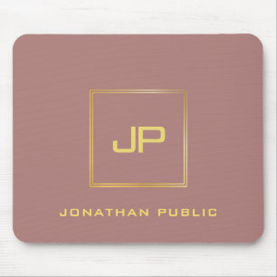 Elegant Moderne Sjabloon voor Elegant Gold Monogra Muismat