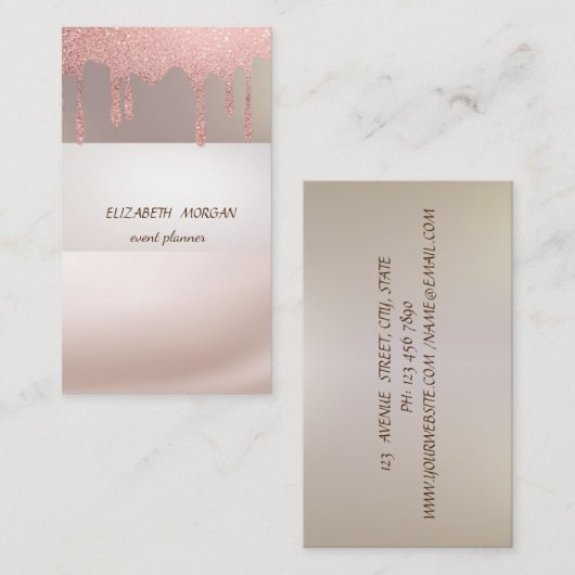 Elegant moderne streep, glazige druppels visitekaartje (Voorkant / Achterkant)