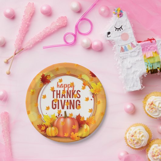 Elegant Moderne Thanksgiving Populair Papieren Bordje (Feest)