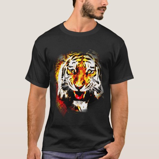 Elegant moderne tijger zwarte Sjabloon T-shirt (Voorkant)