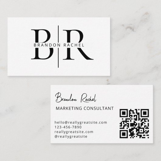 Elegant Moderne Twee Initiaal Monogram Professiona Visitekaartje (Voorkant / Achterkant)