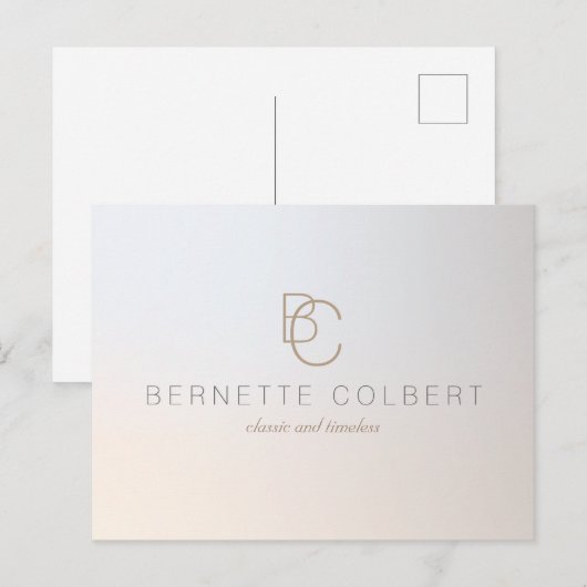 Elegant Moderne Twee Initialen Monogram Profession Briefkaart (Voorkant / Achterkant)