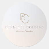 Elegant Moderne Twee Initialen Monogram Profession Ronde Sticker (Voorkant)