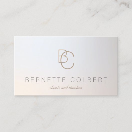 Elegant Moderne Twee Initialen Monogram Profession Visitekaartje (Voorkant)