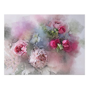 Elegant Moderne Waterverf Art Rozen Flowers Perfect Poster