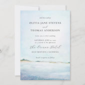 Elegant Moderne Waterverf Beach All in One Wedding Kaart (Voorkant)