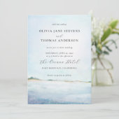 Elegant Moderne Waterverf Beach All in One Wedding Kaart (Staand voorkant)