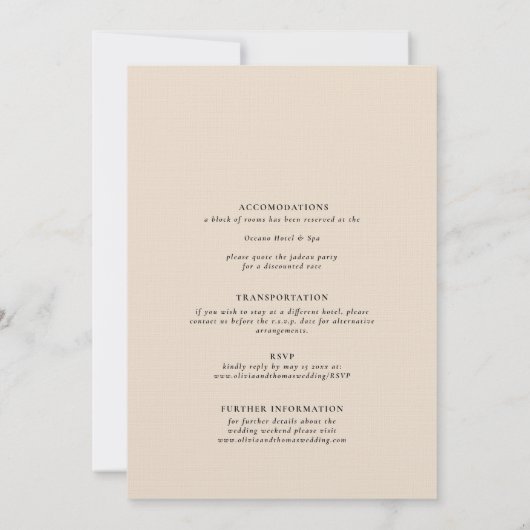 Elegant Moderne Waterverf Beach All in One Wedding Kaart (Achterkant)