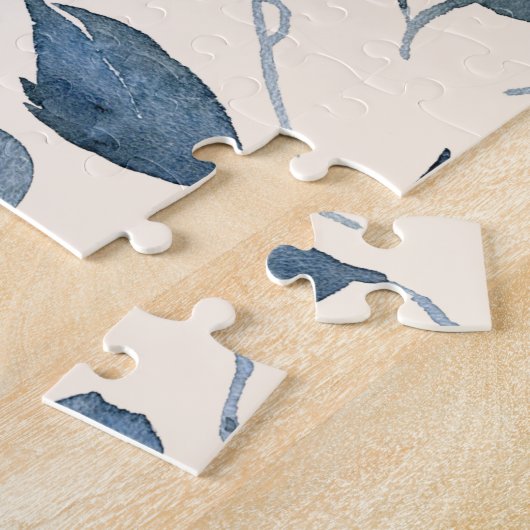 Elegant Moderne Waterverf blauw aangepaste foto Legpuzzel (Zijkant)