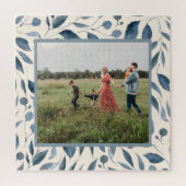 Elegant Moderne Waterverf blauw aangepaste foto Legpuzzel (Verticaal)