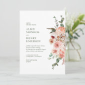 Elegant Moderne Waterverf Blush Pink Roses Wedding Kaart (Staand voorkant)