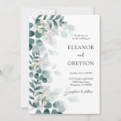 Elegant Moderne Waterverf Eucalytus Wedding Kaart (Voorkant)