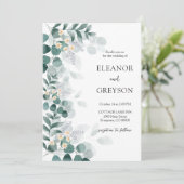 Elegant Moderne Waterverf Eucalytus Wedding Kaart (Staand voorkant)