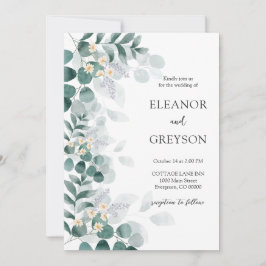 Elegant Moderne Waterverf Eucalytus Wedding Kaart