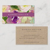 Elegant Moderne Waterverf Floral Kraft Visitekaartje (Voorkant / Achterkant)