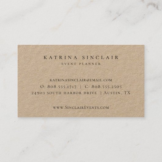 Elegant Moderne Waterverf Floral Kraft Visitekaartje (Achterkant)