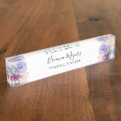 Elegant Moderne Waterverf Floral Lavender Business Naambordje (Zijkant)