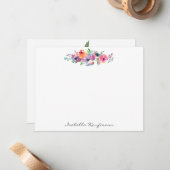 Elegant Moderne Waterverf Floral Script Name Notitiekaartje (Voorkant / Achterkant in situ)