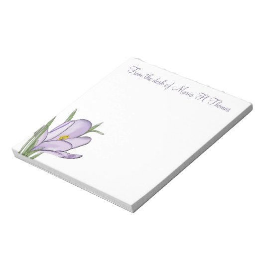 Elegant Moderne Waterverf Floral Spring Crocus Notitieblok (Linkerzijde)
