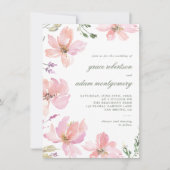 Elegant & Moderne Waterverf Floral Wedding Kaart (Voorkant)